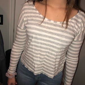Forever 21 grey and white striped long sleeve